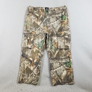 Realtree Shorts Mens XL 40 42 Brown Camo Cargo Elastic Waist 12 Inseam Outdoor